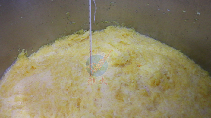 8、下曲后攪拌均勻，測量溫度接近30